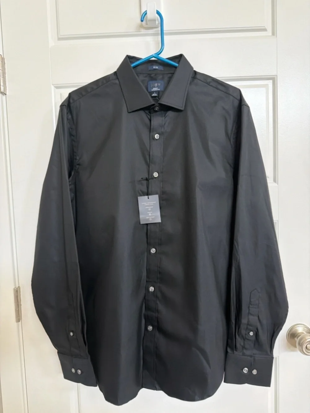 J.Crew Bowery Performance Dress Shirt Slim Large Black Stretch Twill NWOT